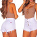 Hot Summer Women Casual High Waisted Short Mini Button Short Pants Black White Sexy Shorts