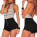 Hot Summer Women Casual High Waisted Short Mini Button Short Pants Black White Sexy Shorts