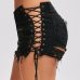 Hzirip Sexy Summer Women Denim Shorts 2019 New Black Blue High Waist Ripped Short Jeans Femme Tassel Lace Up Bandage Hotpants