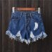 Jian Peng denim shorts womens tassel hole high waist summer short jeans four button shorts Women with S to 6XL plus size