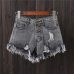 Jian Peng denim shorts womens tassel hole high waist summer short jeans four button shorts Women with S to 6XL plus size