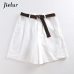 Jielur All-match 4 Solid Color Sashes Casual Women Shorts A-line High Waist Slim Summer Shorts Feminino Chic S-XXL Ladies Bottom