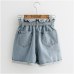 LASPERAL Tie Waist Denim Shorts 2019 New Design Shorts Summer High Waist Button Fly Plain Casual Hot Sale Shorts Blue