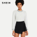 SHEIN Black Elegant Office Lady Wrap Solid Knot Zipper Mid Waist Fly Solid Shorts 2018 Summer Autumn Highstreet Women Shorts