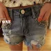 Summer Beaded Denim Shorts Female   Plus Size S~2XL Vintage Women Jeans Shorts Tassel Denim Shorts High Quality Wash Jeans
