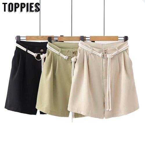 Summer Shorts High Waist Loose Short Trousers Drawstring Waist 2019 Casual beach Bottoms