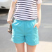 Summer Women Cotton Shorts Casual Elastic Waist Candy Solid Color Short Pants AIC88