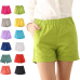 Summer Women Cotton Shorts Casual Elastic Waist Candy Solid Color Short Pants AIC88