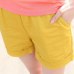 Summer Women Cotton Shorts Casual Elastic Waist Candy Solid Color Short Pants AIC88