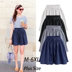 Summer Women Shorts High Waist Loose Chiffon Shorts Plus Size 6XL Female Slacks Large Size Shorts 8001