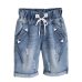 Summer denim shorts  five points jeans shorts female elastic waist plus size fashion casual loose hole denim shorts with pockets