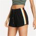 SweatyRocks Striped Side Drawstring Shorts 2018 Summer Elastic Waist Athleisure Shorts Women Black Mid Waist Sporting Shorts