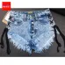Vintage Snowflake Inelastic Women Denim Shorts With high Waist Straps Tassel Female Summer Shorts For Women's jeans