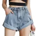 WENYUJH Vintage High Waist Crimping Denim Shorts Women 2019 Korean Style Casual Shorts Jeans Summer Hot Short Pants Women