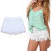 Woman Summer Lace Floral Shorts Summer New Ladies Mini Mesh Lace Crochet Flower Tiered Women Short Pants Summer Clothing