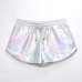 Women Shiny Metallic Hot Shorts 2019 Summer Holographic Wet Look Casual Elastic Drawstring Festival Rave Booty Shorts