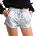 Women Shiny Metallic Hot Shorts 2019 Summer Holographic Wet Look Casual Elastic Drawstring Festival Rave Booty Shorts