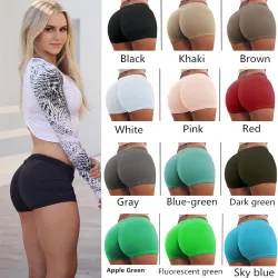 new fashion women short pants casual elastic skinny shorts 2018 female solid color fitness sport push up short pant 20 color