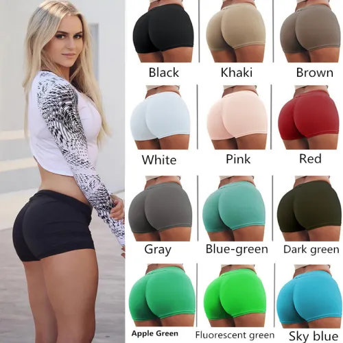 new fashion women short pants casual elastic skinny shorts 2018 female solid color fitness sport push up short pant 20 color
