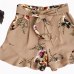 shorts women floral print short femme 2019 new summer style hot loose belt casual thin mid casual short women's plus size