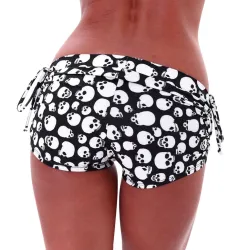 women's shorts summer high waist vintage signature skull print regular black shorts feminino skinny shorts women biker shorts