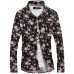 2019 Men's Shirts Retro Floral Printed Man Casual Slim Shirt Fashion Classic Men Dress Shirt  Men's Long Sleeve Brand Clothing