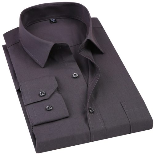 2019 New Men's Dress Shirt Solid Color Plus Size 8XL Black White Blue Gray Chemise Homme Male Business Casual Long Sleeved Shirt