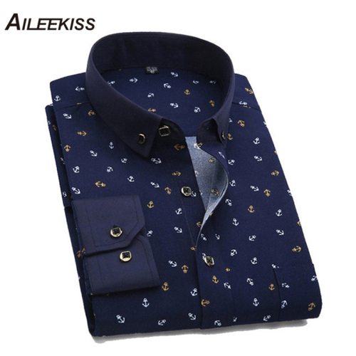 2019 Printed Men Long Sleeve Casual Men's Shirts Summer Autumn Spring Male Dress Shirts Cool Man New Fashion Plus Size Top XT401