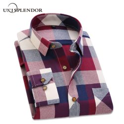 2019 Spring Autumn Flannel Men Plaid Shirt Long Sleeve Men's Warm Casual Shirts British Cotton Mens Check Shirt 14 Design YN790