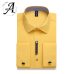 Alimens & Gentle Mens French Cuff Dress Shirt Men Long Sleeve Solid Color Striped Style Cufflink Include 2019 Fashion New