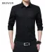 BROWON Men Fashion Blouse Shirt Long Sleeve Business Social Shirt Solid Color Turn-neck Plus Size Work Blouse Brand Clothes