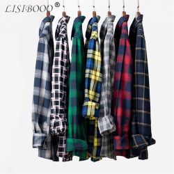 Casual Men Plaid Shirt Spring Autumn Flannel Shirt Men Dress Shirts Fashion Long Sleeve Slim Fit Chemise Homme Cotton Male Shirt