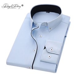 DAVYDAISY 2019 New Arrival Men Shirt Long Sleeve Twill Solid Striped Dress Business Shirt Slim Fit Man Dress Shirts DS258