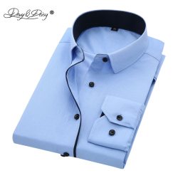 DAVYDAISY High Quality Men Shirt Long Sleeve Twill Solid Formal Business Shirt Brand Man Dress Shirts DS085