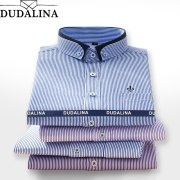 DUDALINA 2019 Men Shirt Long Sleeved Male Striped Formal Business Shirts Brand Work Shirt Man Party Cloths New Arrival