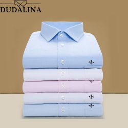 DUDALINA 2019 Men Shirt Plus Size Pocket Long Sleeved Classical Male Shirts Formal Business Shirt Man Embroidery Logo S-9XL