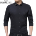 DUDALINA Embroidery Men Clothes Solid Slim Fit Men Long Sleeve Shirt Casual Men Social Shirt Plus Size Anti-wrinkle-free E51701