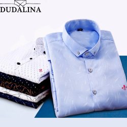 Dudalina Male 2018 Printing Embroidery Classic Business Men's Shirts Long Sleeve Turndown Collar Plus Size M-5xl Dress Shirt