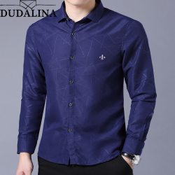 Dudalina Shirt Male Geometric Casual Brand Clothes Men Shirt 2019 Long Sleeve Formal Business Man Shirt Slim Fit Designer Dress