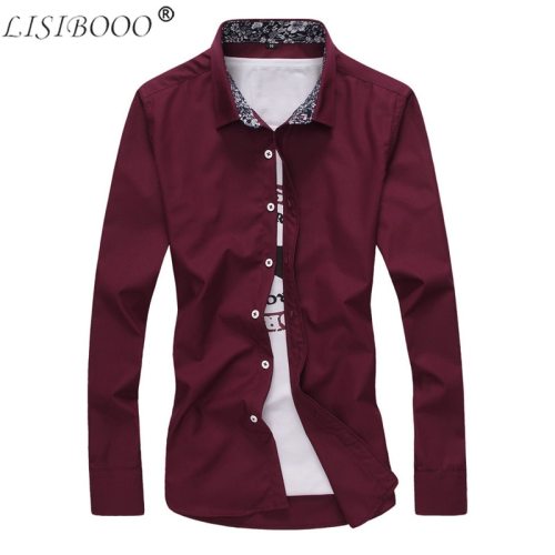 Fashion Men Solid Shirts Long Sleeve Turn-down Collar Men Dress Shirt Casual Business Work Shirt Male Slim Fit Camisa De Hombre