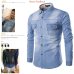 Fashion Mens Denim Shirt Long Sleeve Plus Size Cotton Jeans Cardigan Casual Slim Fit Shirts Men Two-pocket Tops Clothing M-6XL