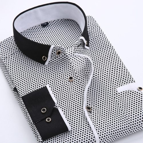 Floral Button Down Men Shirt Brand 2018 Male High Quality Long Sleeve Shirts Casual Slim Fit Black Man Clothes Dress Shirts