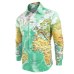 Hemiks Men Shirt World Map Print Hidden Button Slim Fit shirts Long Sleeve Lapel Casual Shirts Men Dress Camisa Masculina