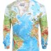 Hemiks Men Shirt World Map Print Hidden Button Slim Fit shirts Long Sleeve Lapel Casual Shirts Men Dress Camisa Masculina