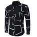 High Quality Men Shirt 2018 Brand Fashion Casual Slim Geometric Print Long Sleeve Shirt Men Business Social White Top Clothes