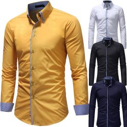 High Quality New Men's Autumn Casual Formal Slim Button-Down Long Sleeve Dress Shirts Drop Shipping 0730