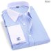 High Quality Striped Men French Cufflinks Casual Dress Shirts Long Sleeved White Collar Design Style Wedding Tuxedo Shirt 6XL