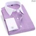 High Quality Striped Men French Cufflinks Casual Dress Shirts Long Sleeved White Collar Design Style Wedding Tuxedo Shirt 6XL