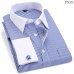 High Quality Striped Men French Cufflinks Casual Dress Shirts Long Sleeved White Collar Design Style Wedding Tuxedo Shirt 6XL