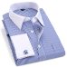 High Quality Striped Men French Cufflinks Casual Dress Shirts Long Sleeved White Collar Design Style Wedding Tuxedo Shirt 6XL